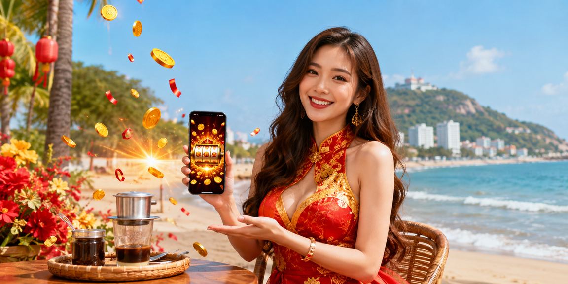 Người chơi slots trên điện thoại tại quán cà phê Vũng Tàu